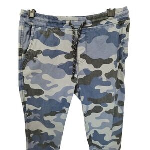 WT02 Jogger Pants Mens M Blue Camo Ripstop Elastic Waist Streetwear Casual